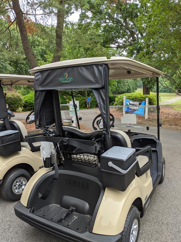 Golf cart near golf course